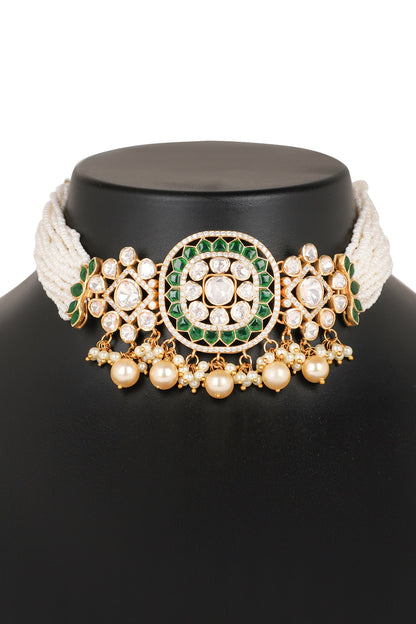 Polki Embellished Choker Necklace Set 