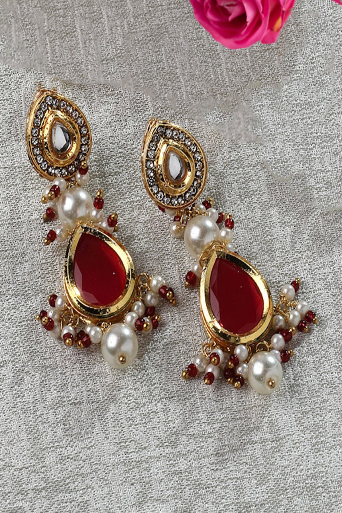 Tear Drop Embellished Dangler Earrings 