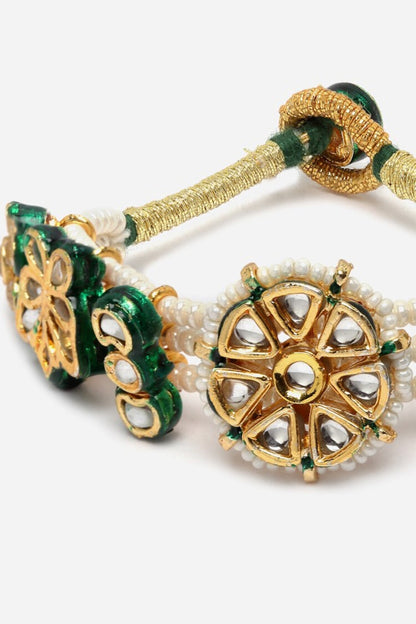 Kundan & Faux Emerald Embellished Bracelet 