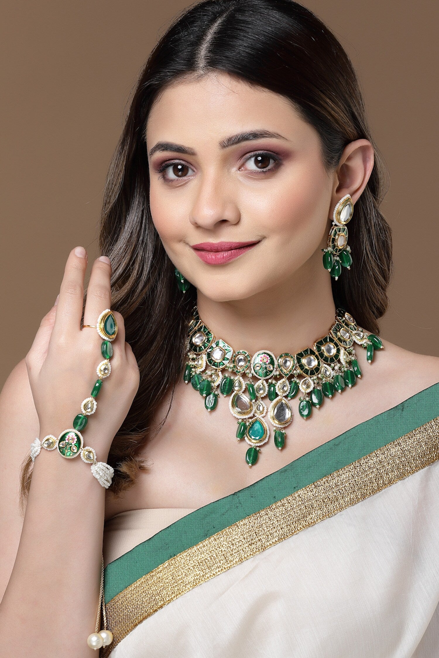 Floral Meenakari Work Haathphool 