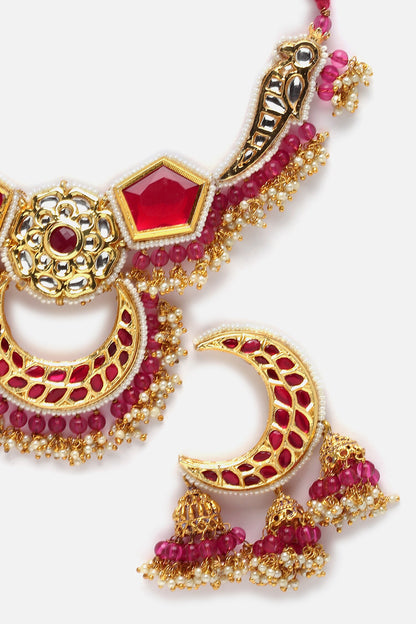Kundan & Natural Stones Embellished Necklace Set 