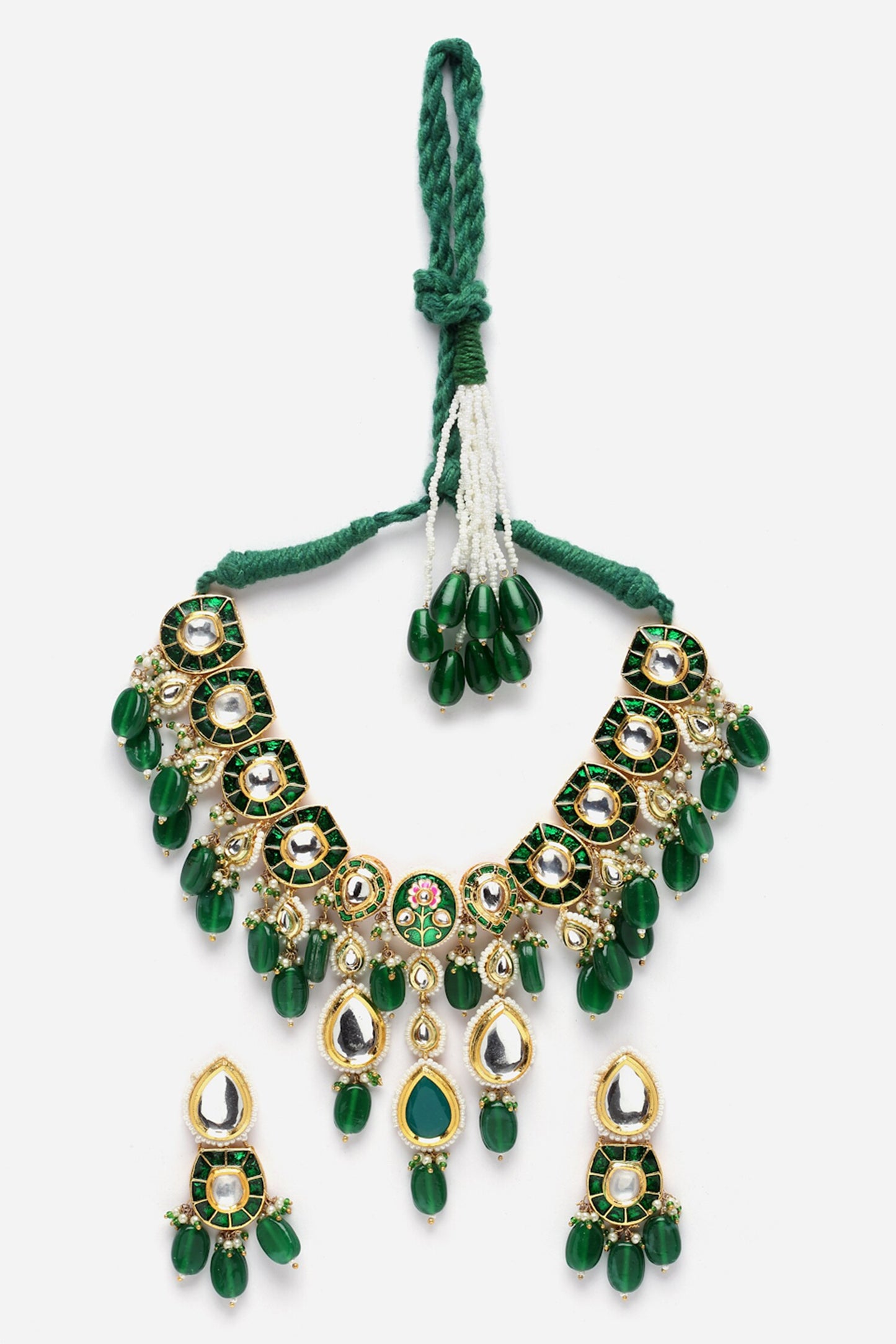 Natural Stone Embellished Choker Necklace Set 