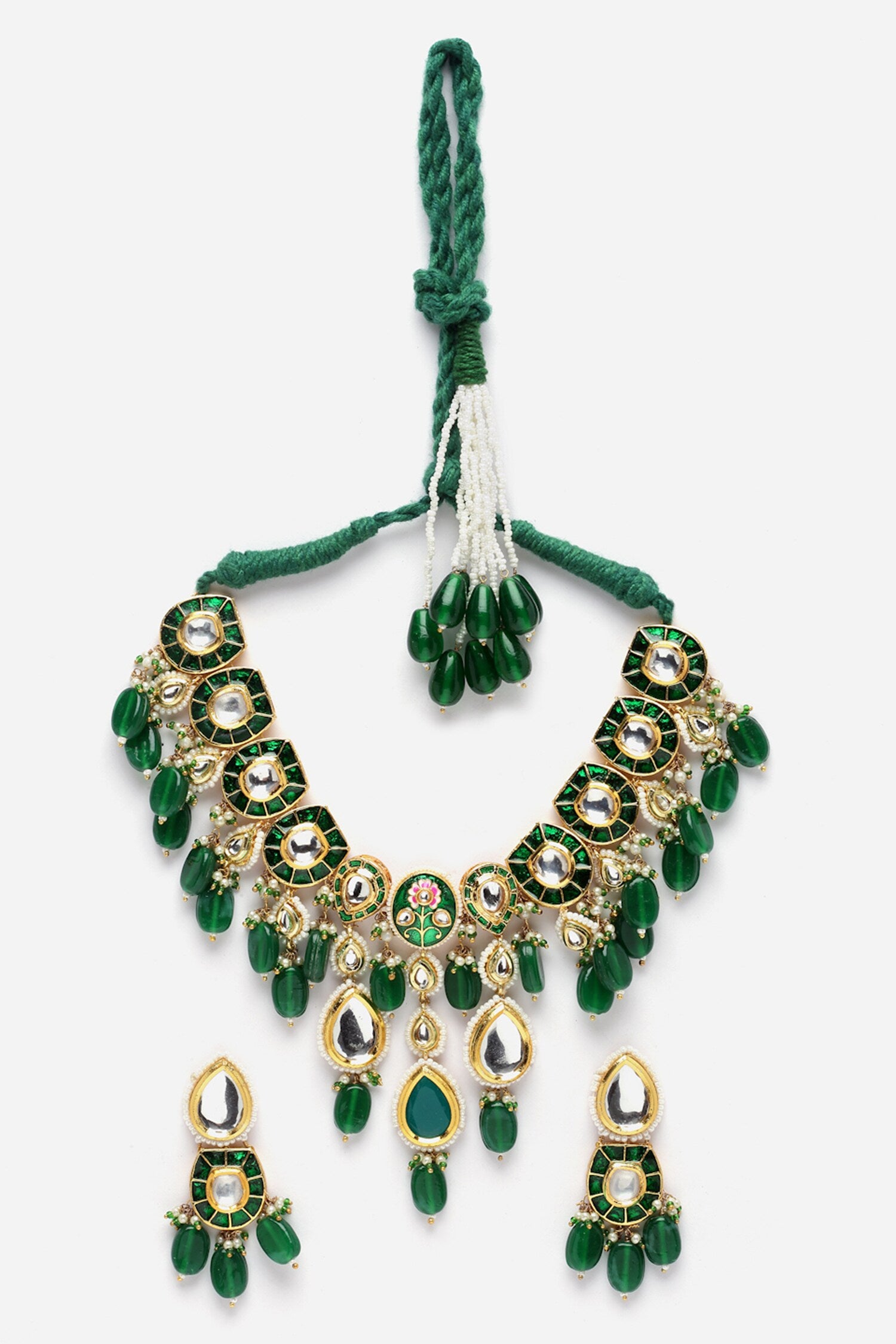 Natural Stone Embellished Choker Necklace Set 