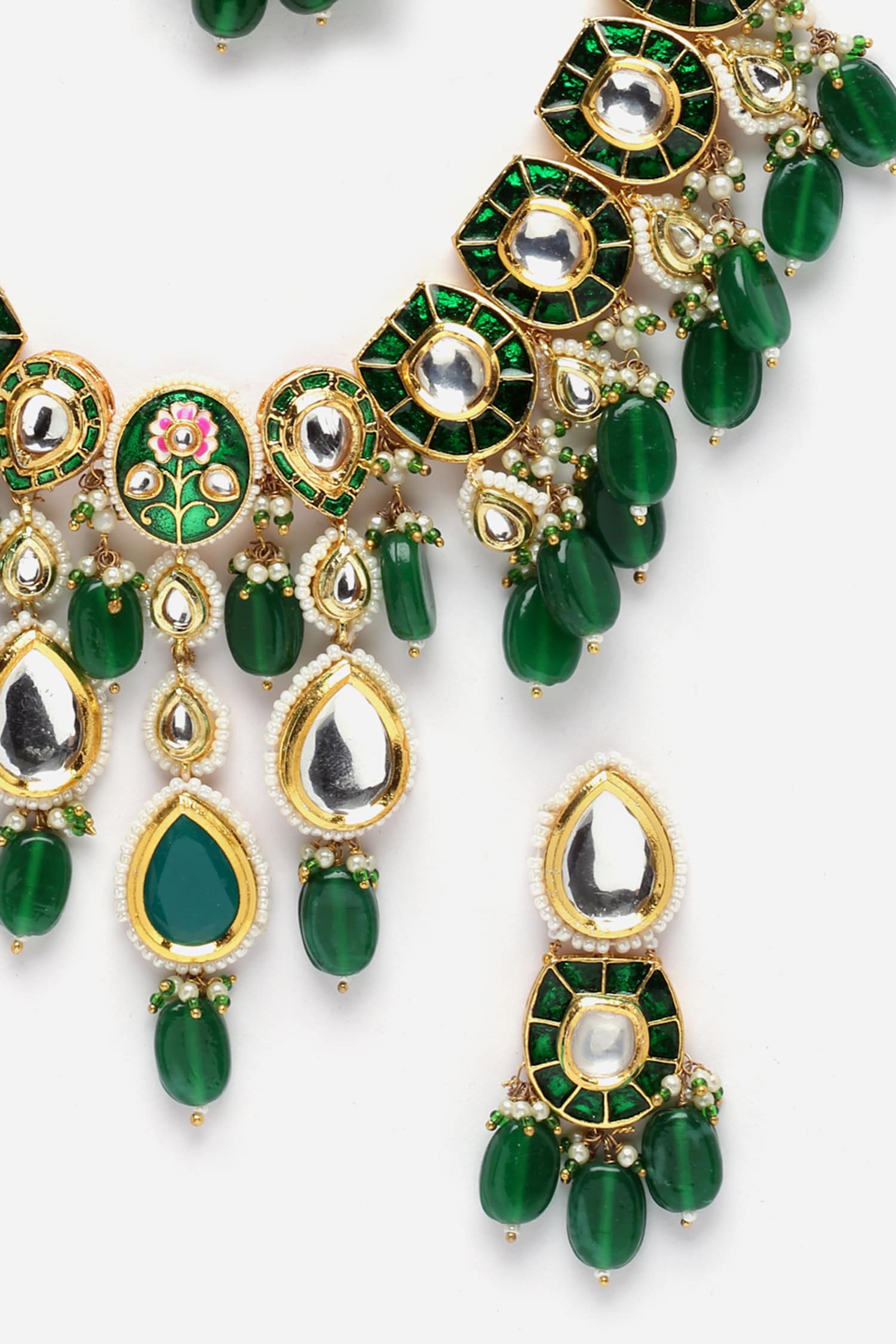 Natural Stone Embellished Choker Necklace Set 