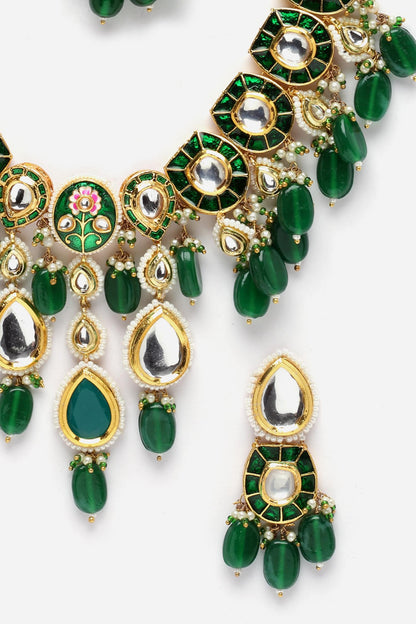 Natural Stone Embellished Choker Necklace Set 