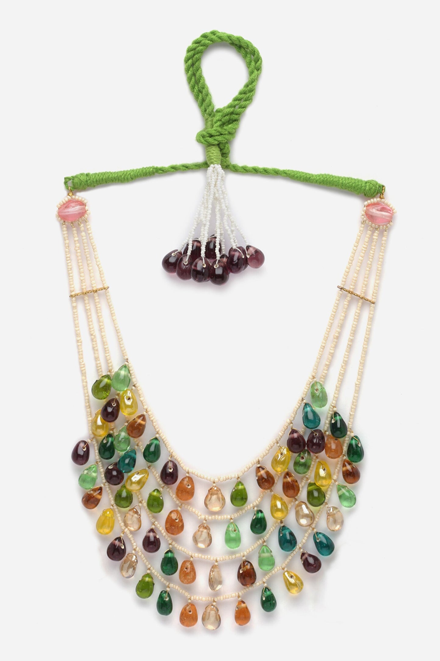 Natural Stone & Kundan Embellished Layered Necklace 