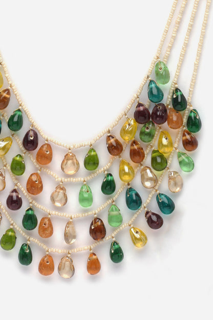 Natural Stone & Kundan Embellished Layered Necklace 