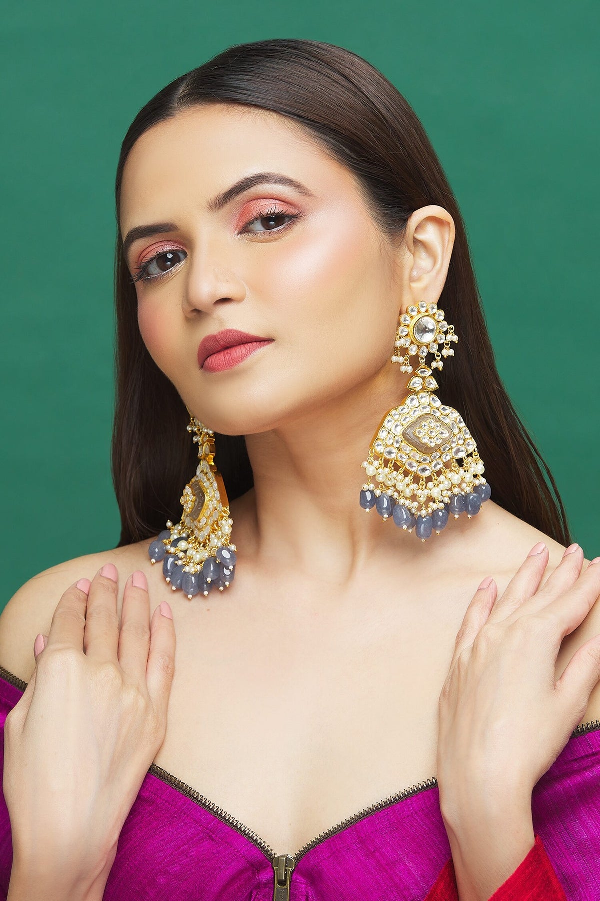 Stone Embellished Dangler Earrings 