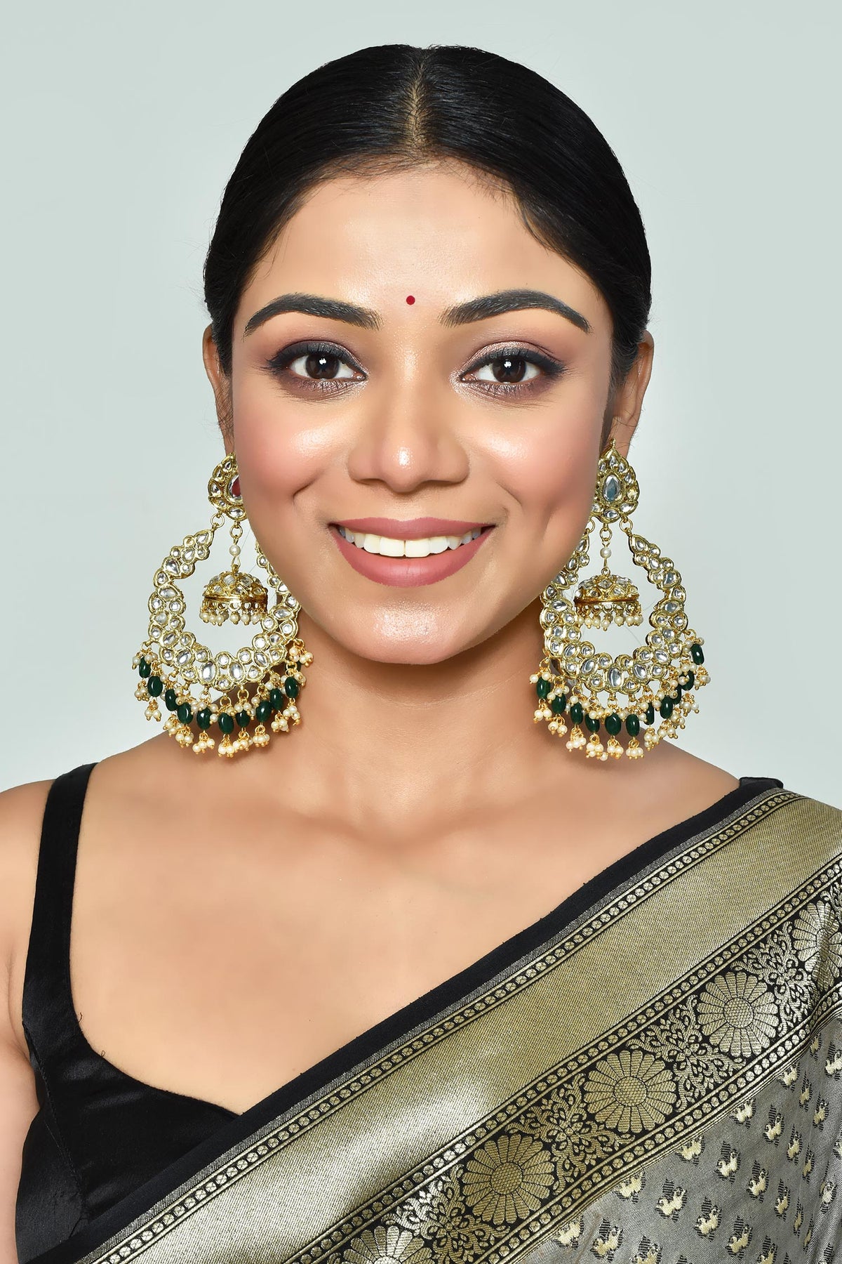 Floral Pattern Kundan Embellished Chandbali 