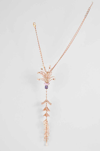 Le Sunset Palm Tree Fall Embellished Pendant Necklace 