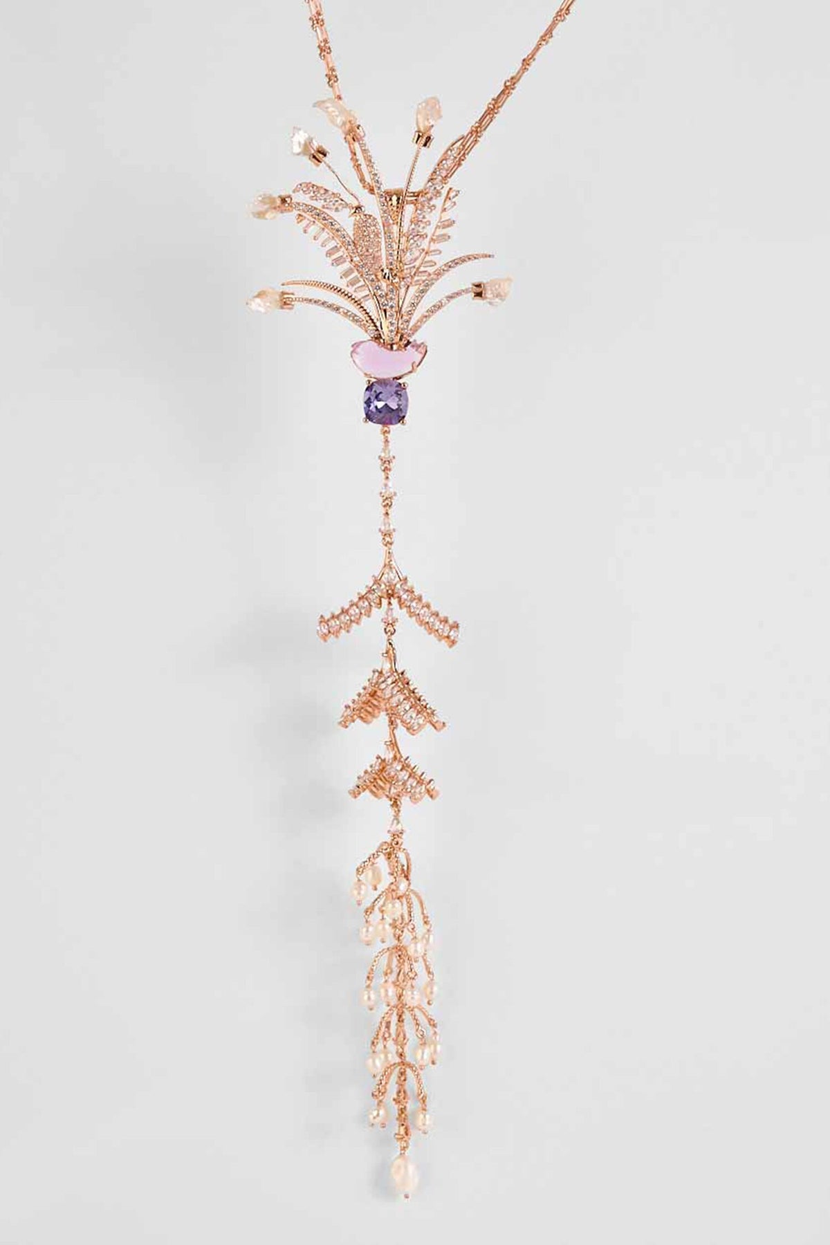 Le Sunset Palm Tree Fall Embellished Pendant Necklace 