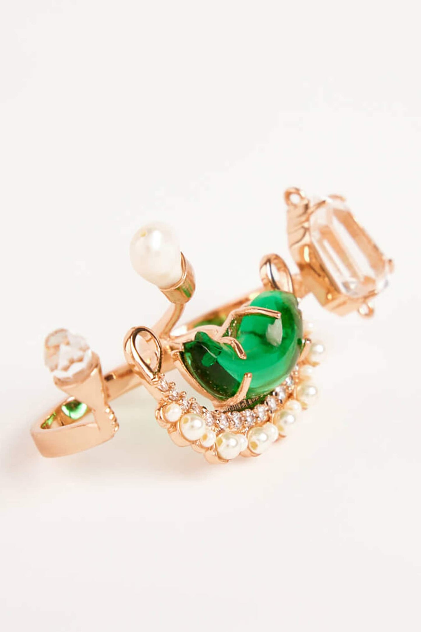 Le Cleo Double Stone Embellished Ring 