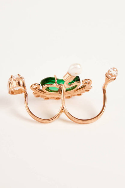Le Cleo Double Stone Embellished Ring 
