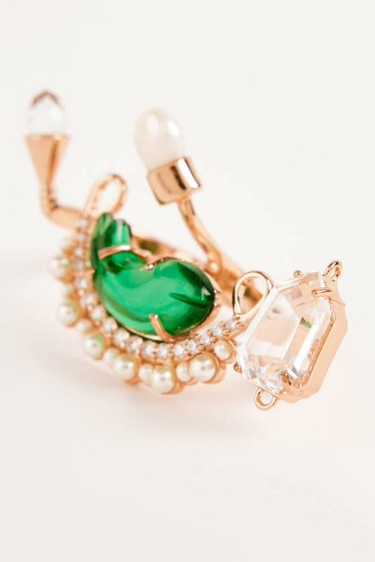 Le Cleo Double Stone Embellished Ring 
