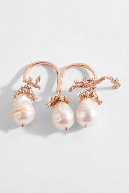 The Paloma Pearl Double Finger Ring 