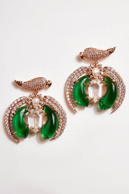 Le Palmier Carved Stone Embellished Earrings 