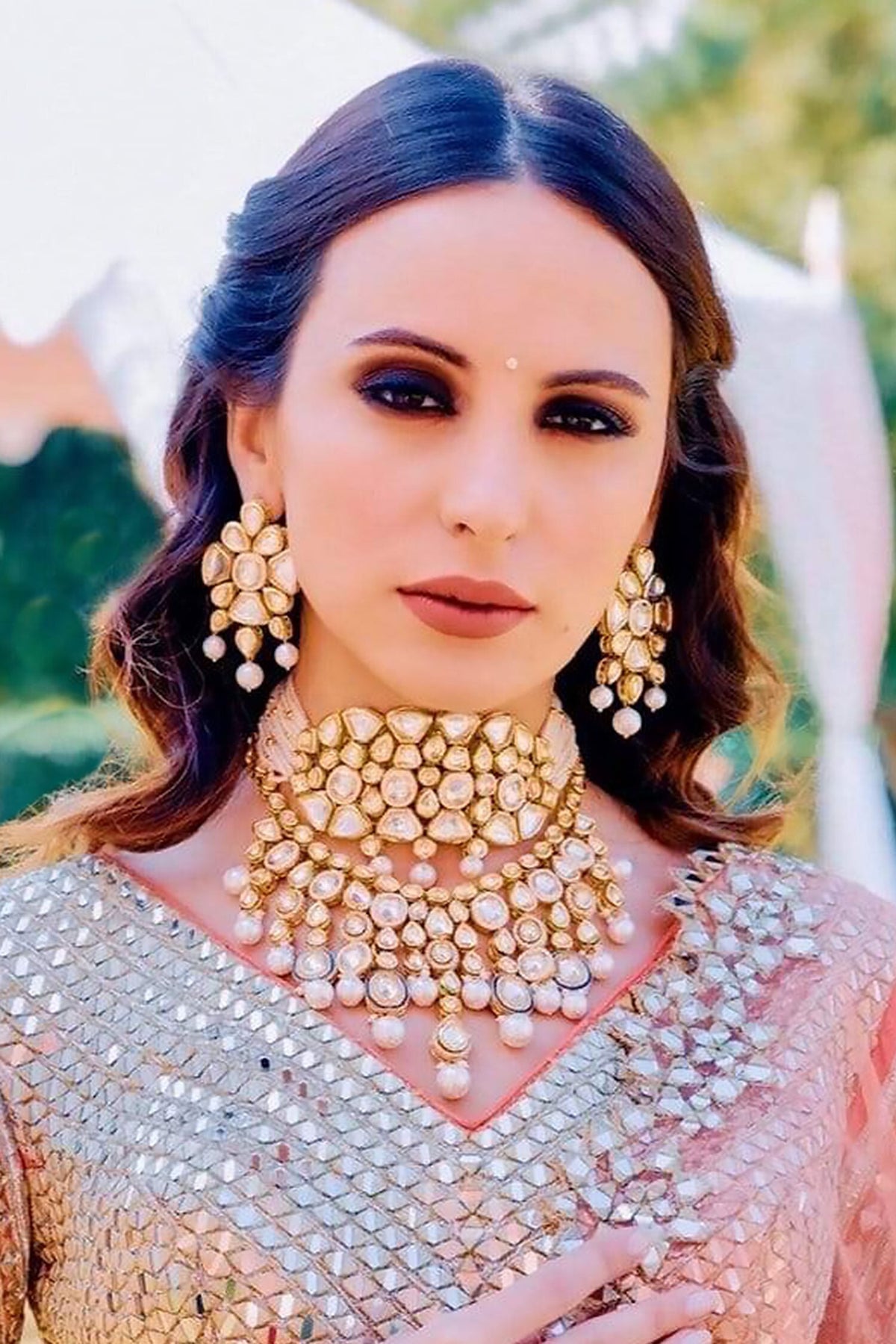 Zaza Cut Work Embellished Necklace 