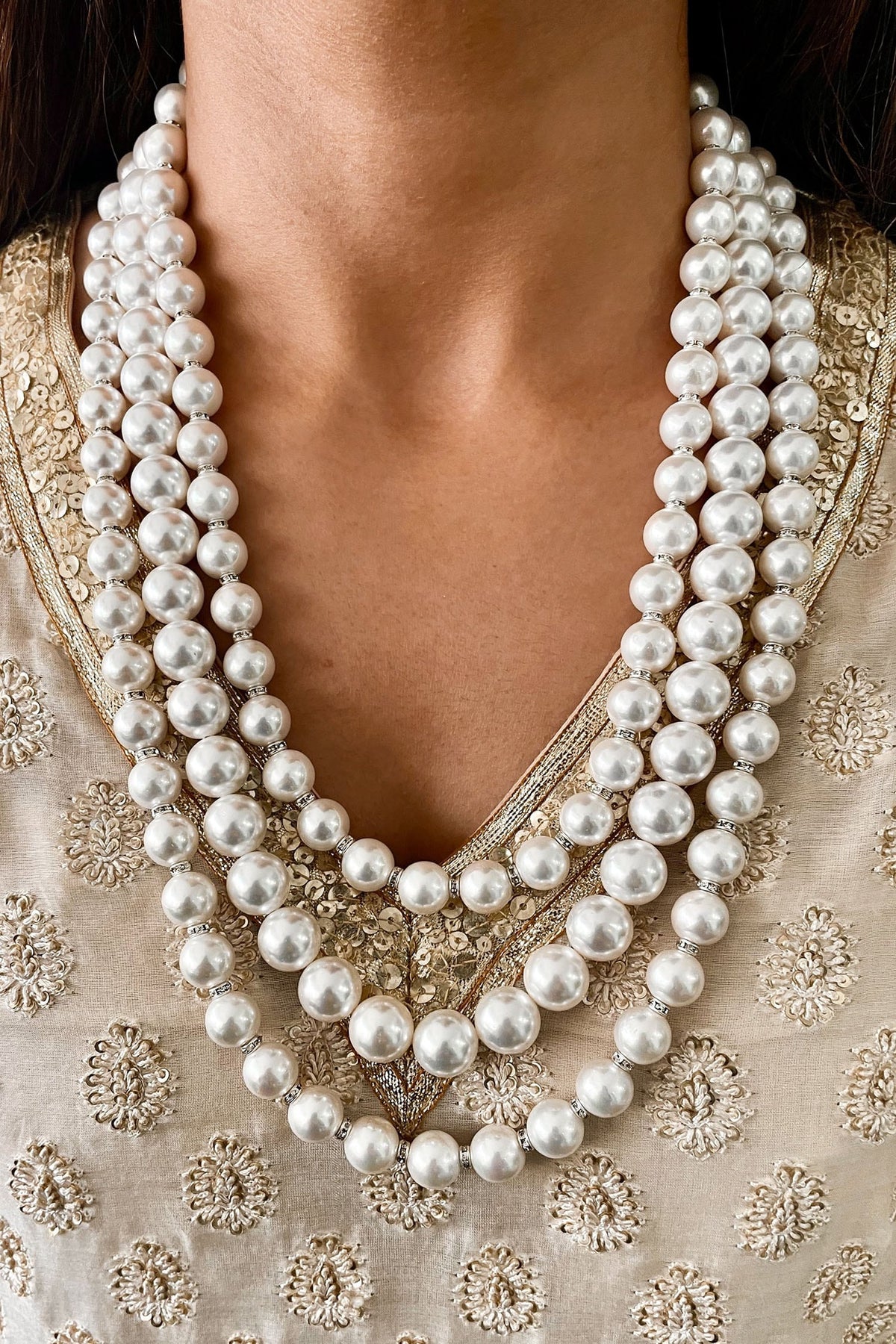 Pearly Lunga Layered Necklace 