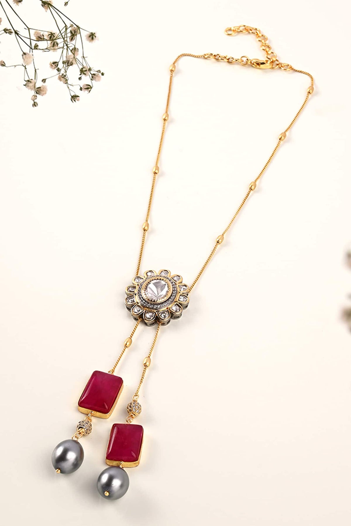 Agate Embellished Petite Necklace 