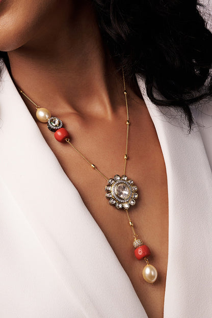 Antique Polki Coral Necklace 