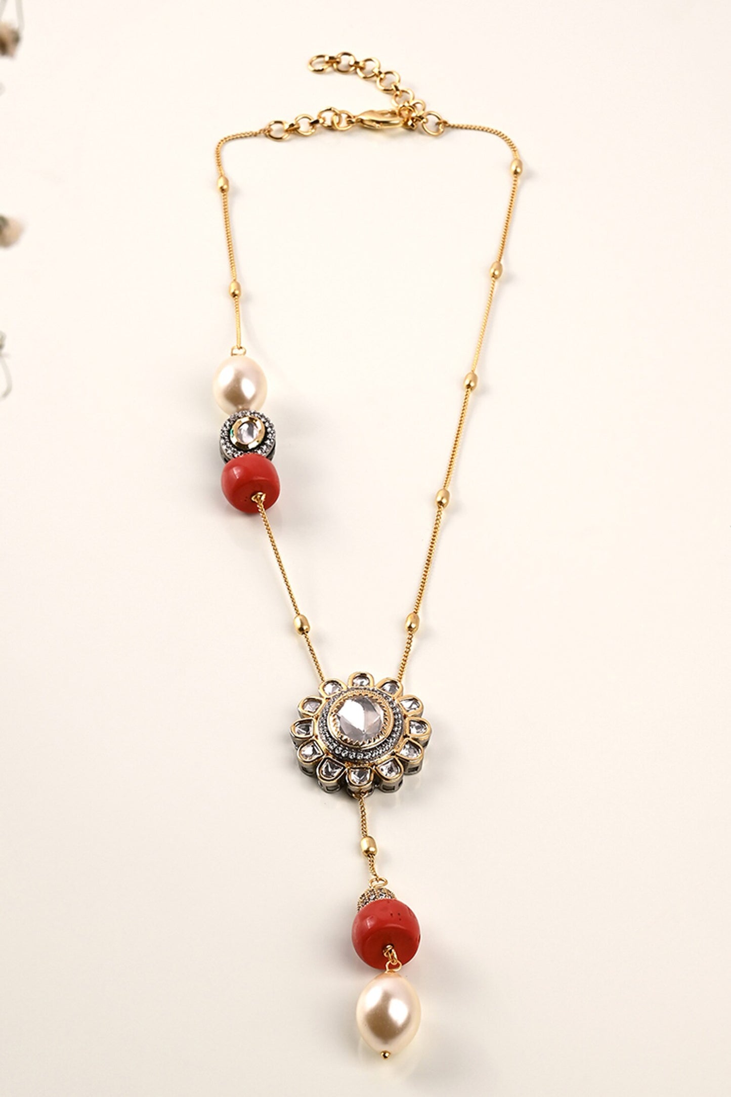 Antique Polki Coral Necklace 