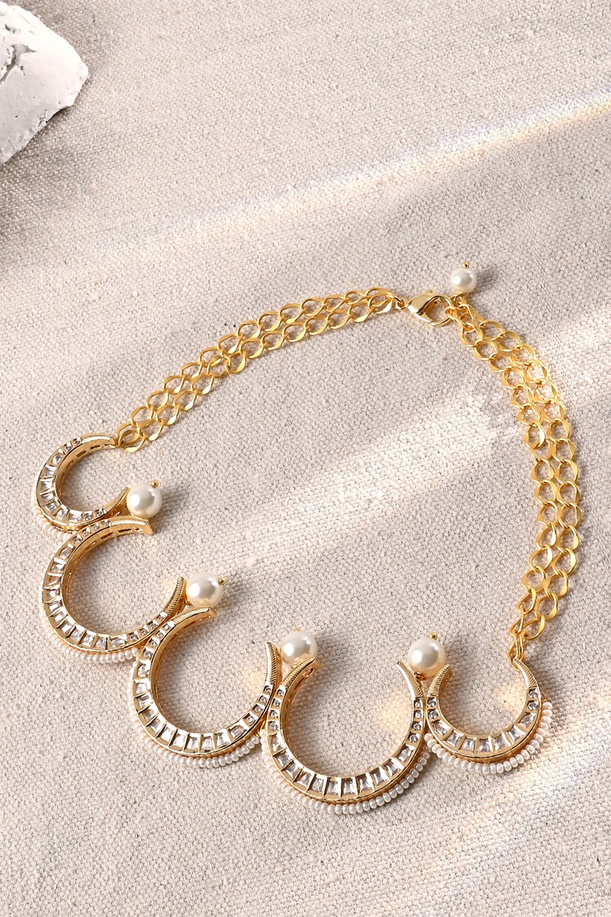 Crescent Cut Work Choker Necklace 