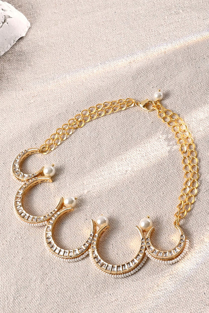 Crescent Cut Work Choker Necklace 