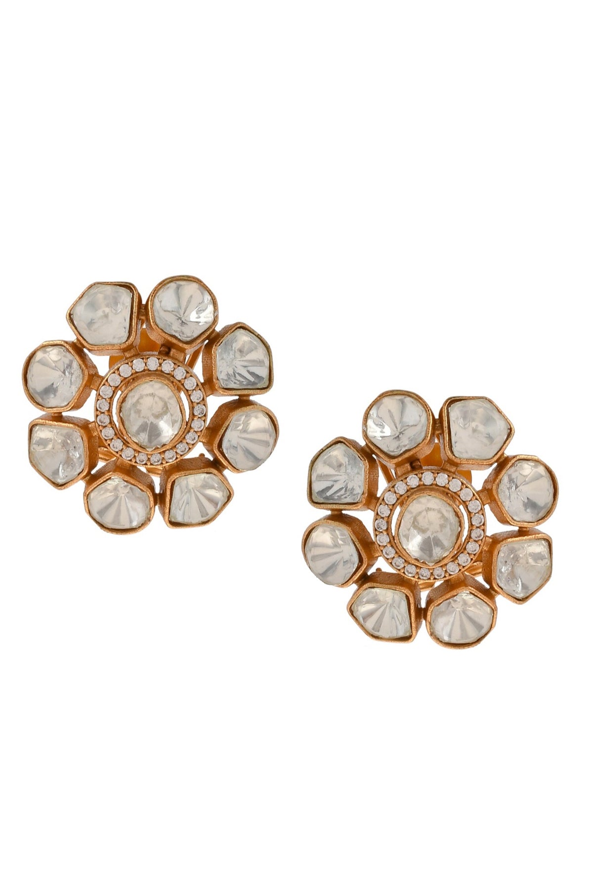 Kundan Stone Embellished Stud Earrings 
