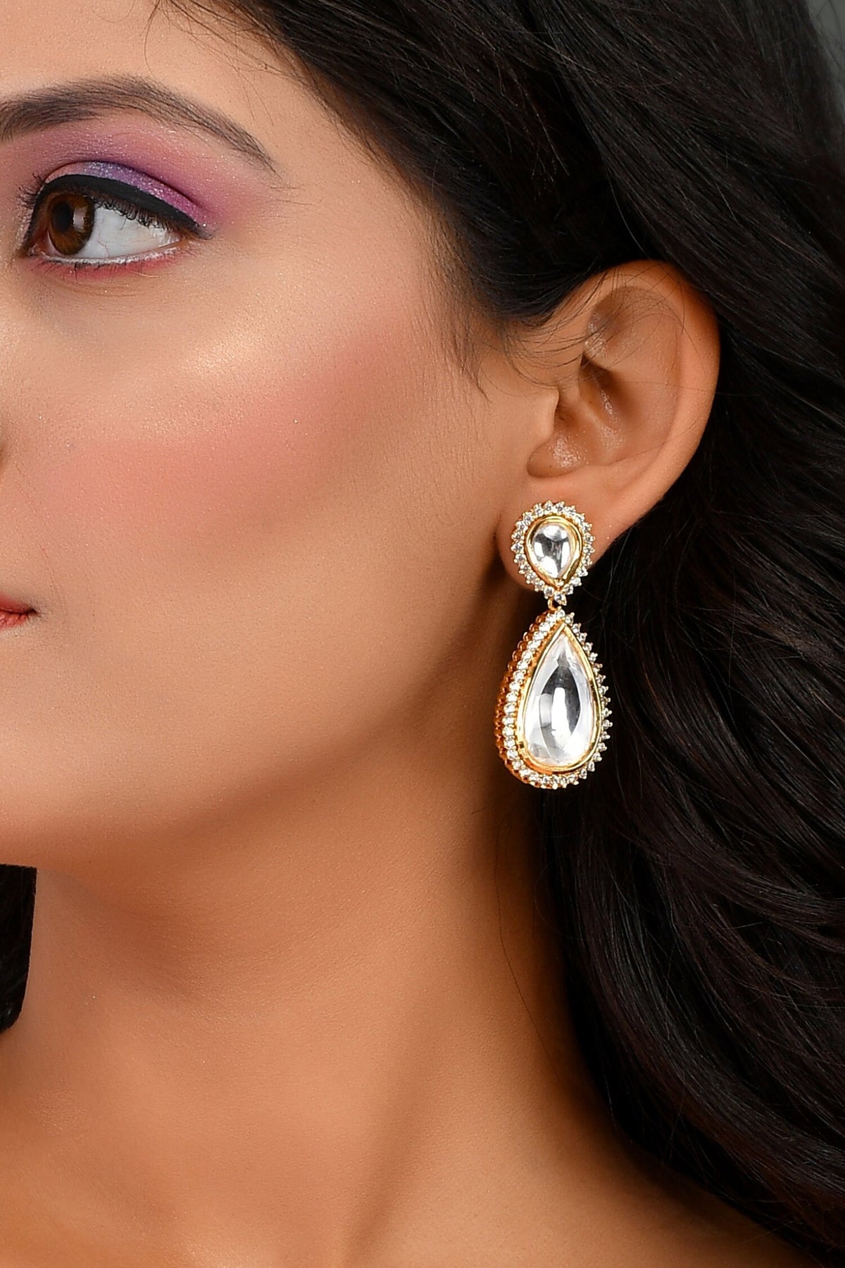 Tear Drop Embellished Drop Earrings 