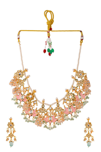 Lotus Kundan Embellished Necklace Set 