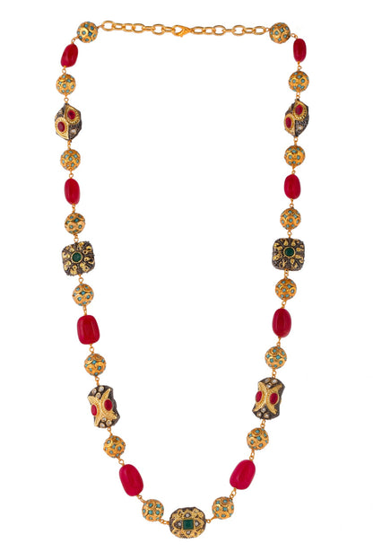 Stones Embellished Long Necklace 