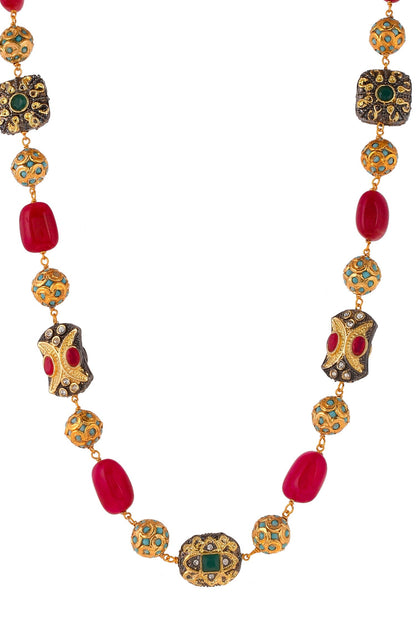 Stones Embellished Long Necklace 