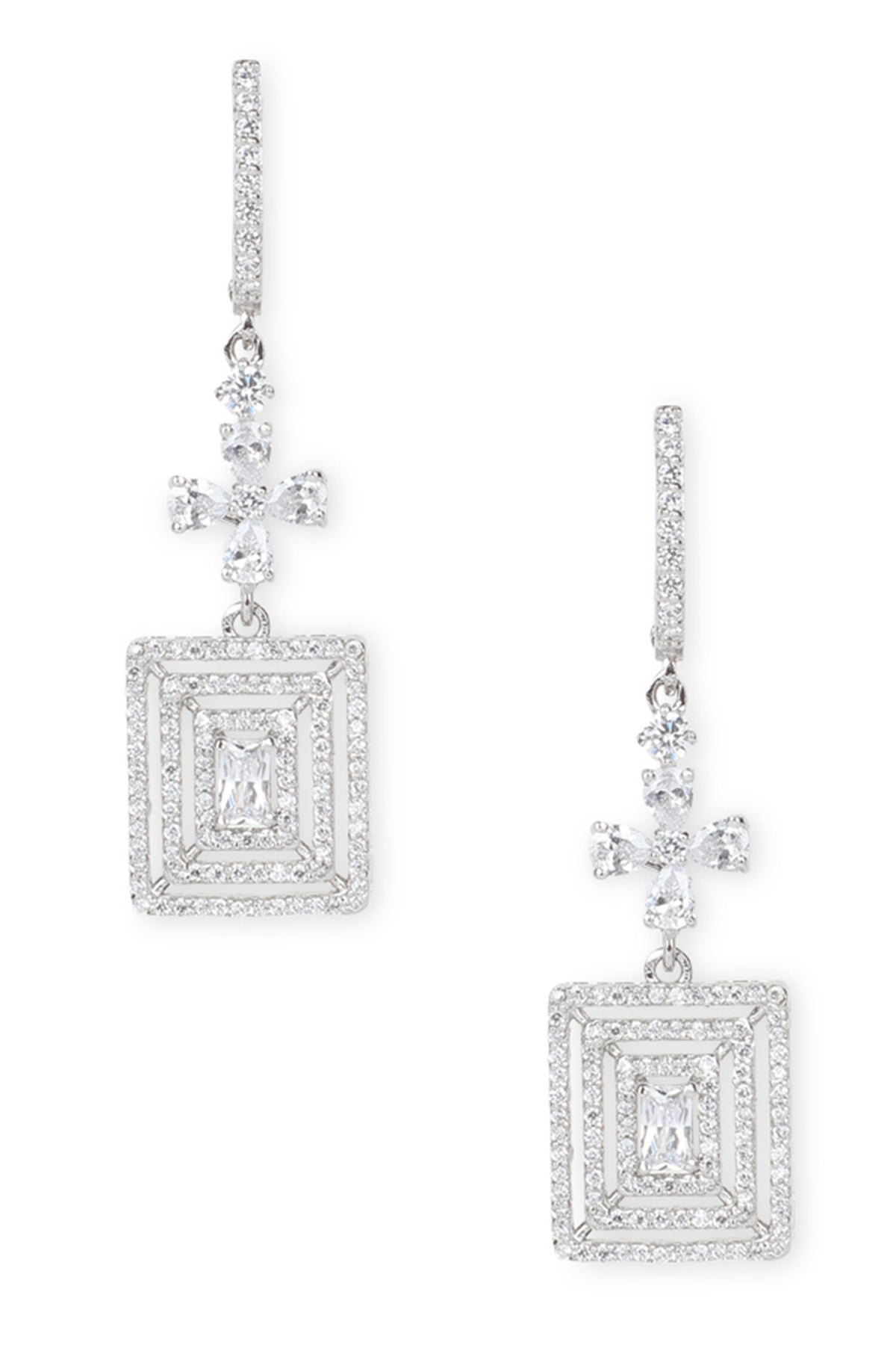 Cubic Zirconia Embellished Drop Earrings 