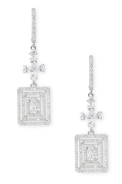 Cubic Zirconia Embellished Drop Earrings 