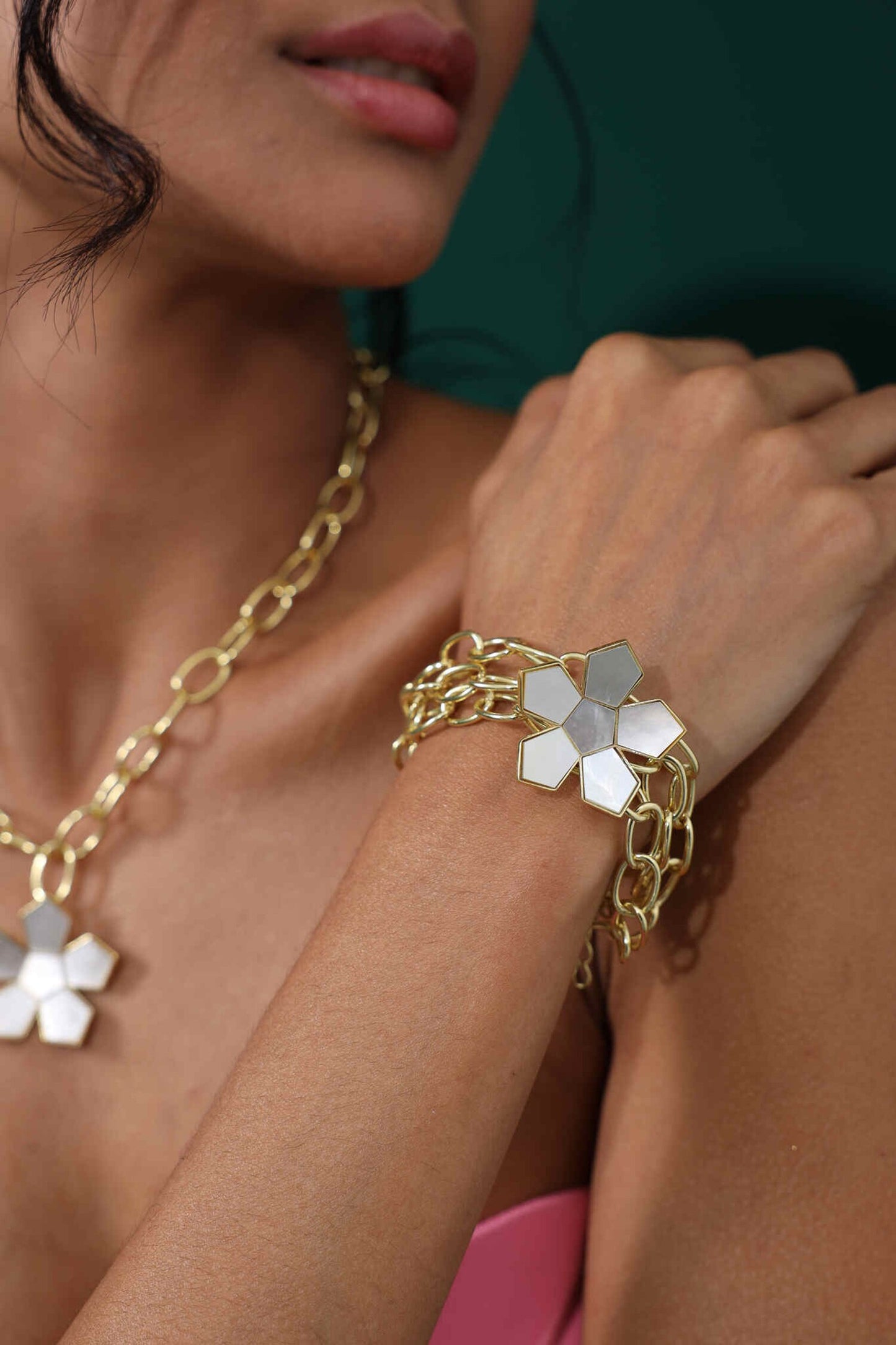 Elan Mother Of Pearl Embellished Bracelet 