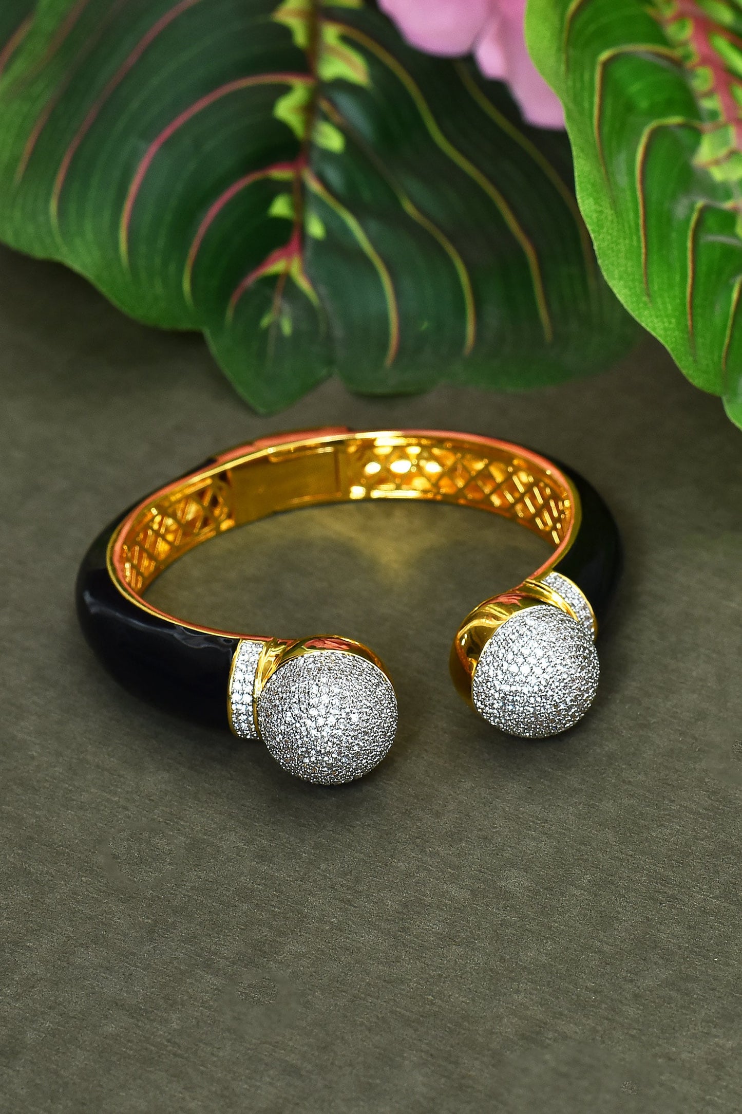 Zircon Diamonds Studded Open Bangle 