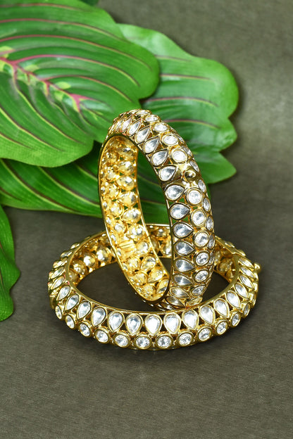 Kundan Polki Stones Embellished Bangles - Set of 2 