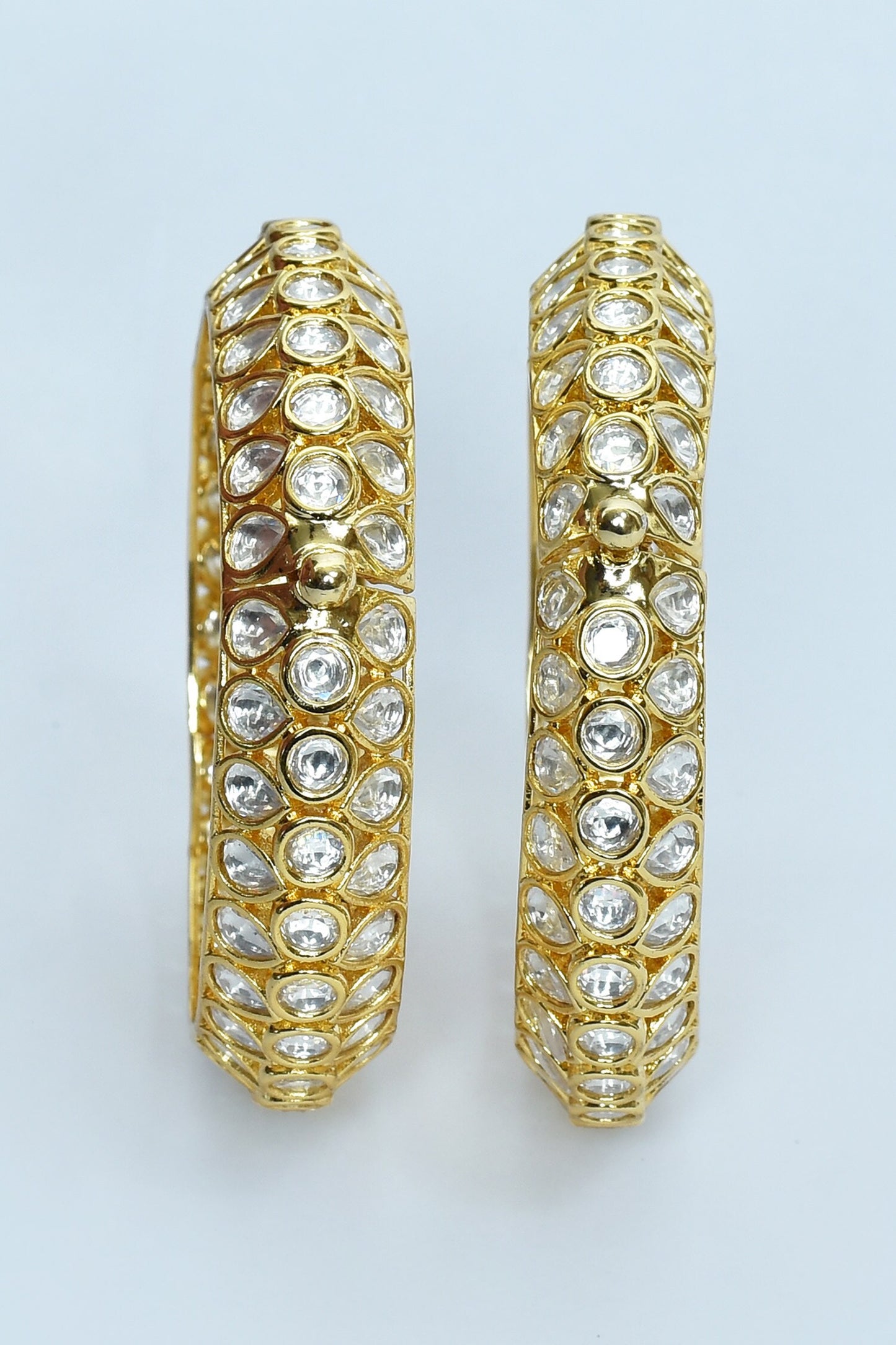 Kundan Polki Stones Embellished Bangles - Set of 2 