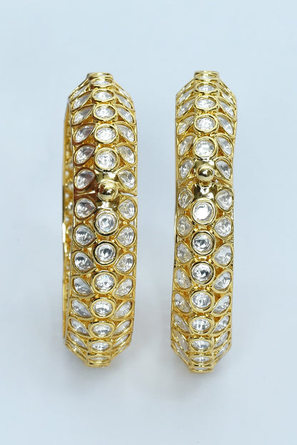 Kundan Polki Stones Embellished Bangles - Set of 2 