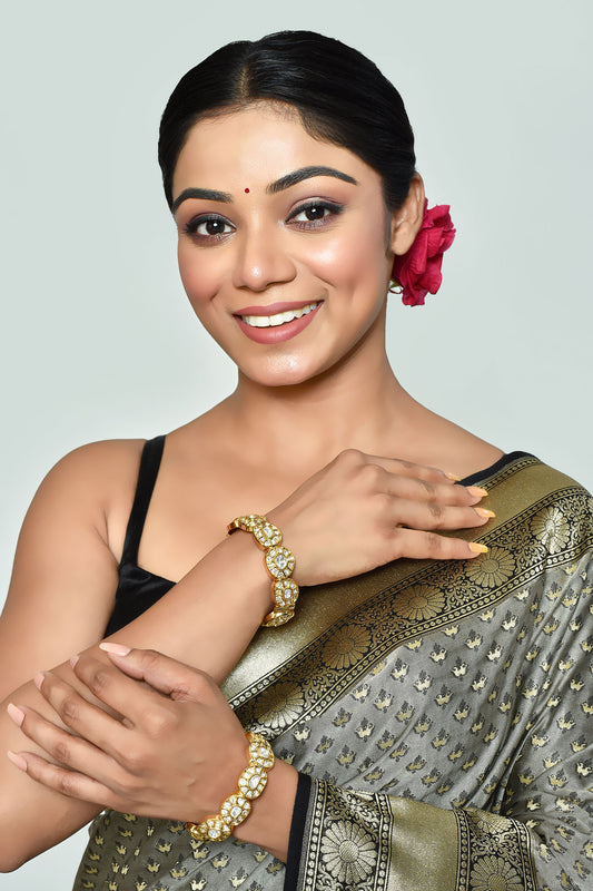 Embellished Kundan Polki Stones Bangles - Set of 2 