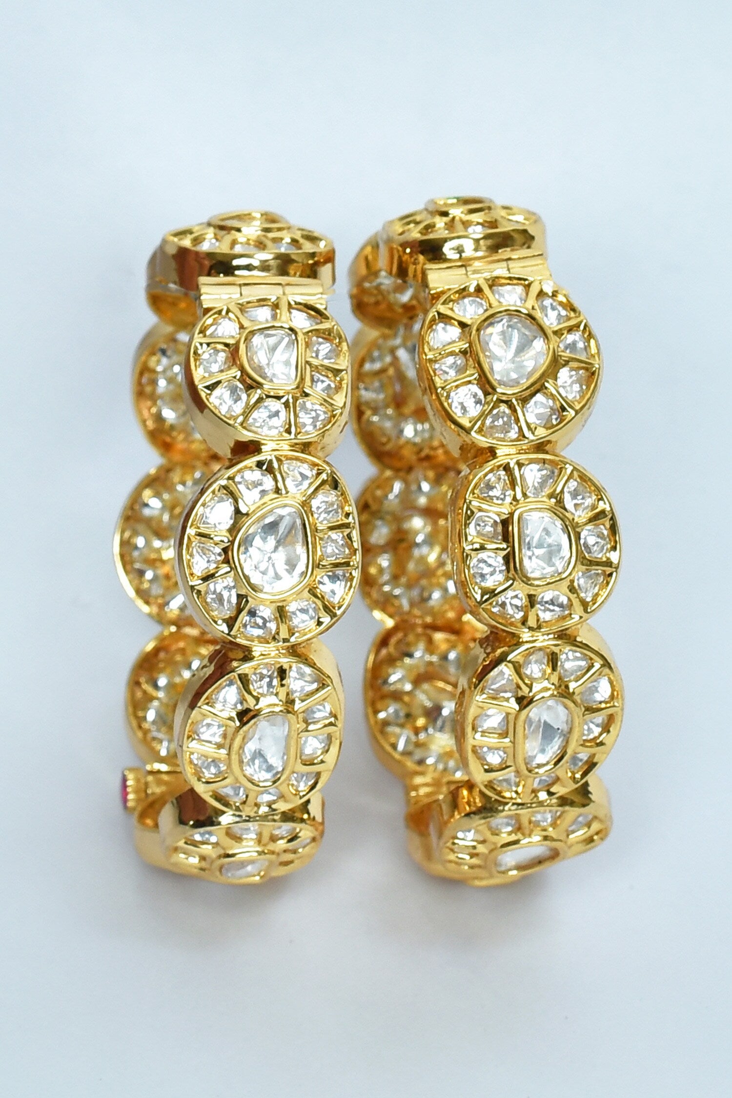 Embellished Kundan Polki Stones Bangles - Set of 2 