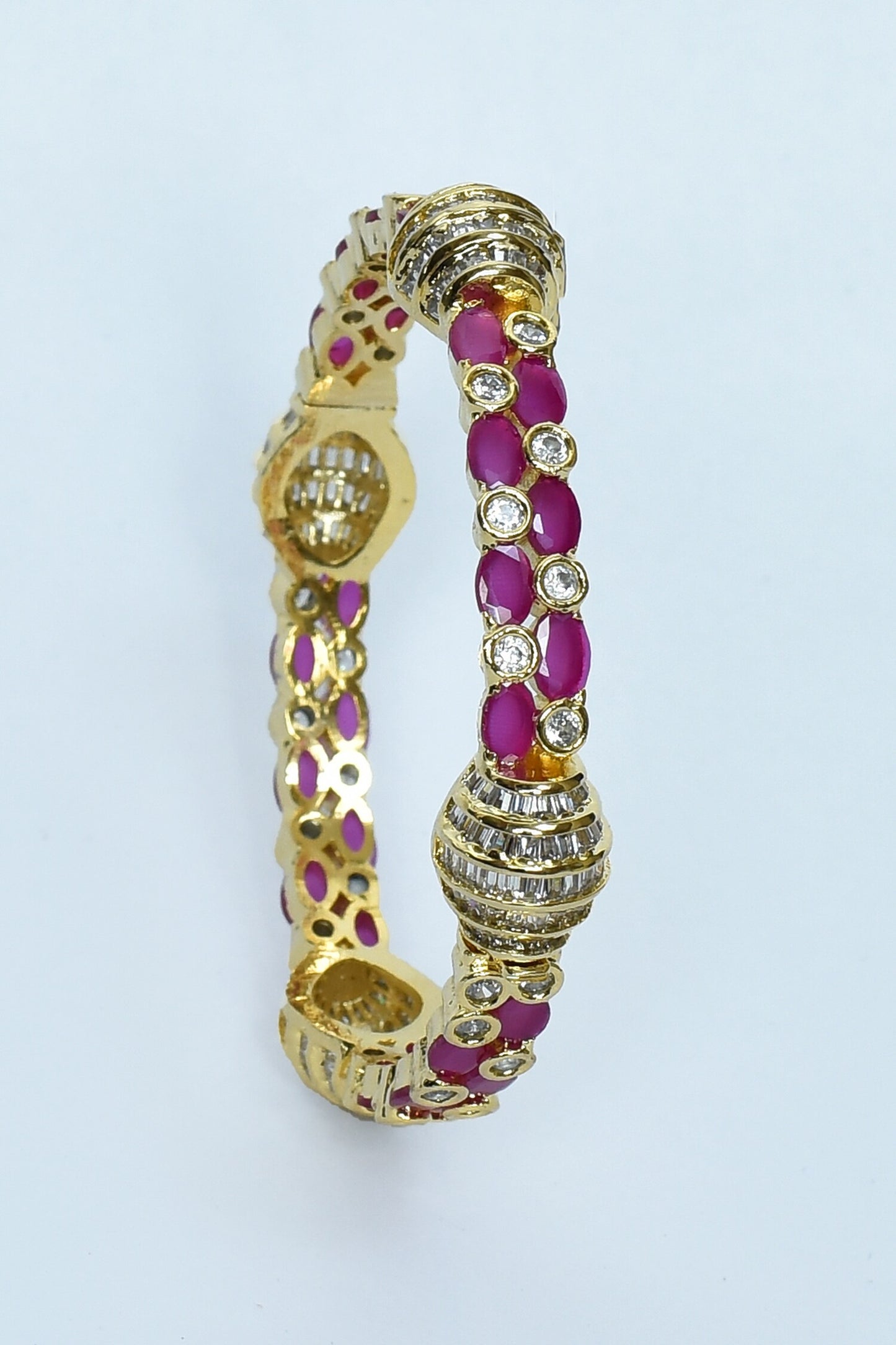 Ruby Stones & Onyx Embellished Bangles - Set of 2 