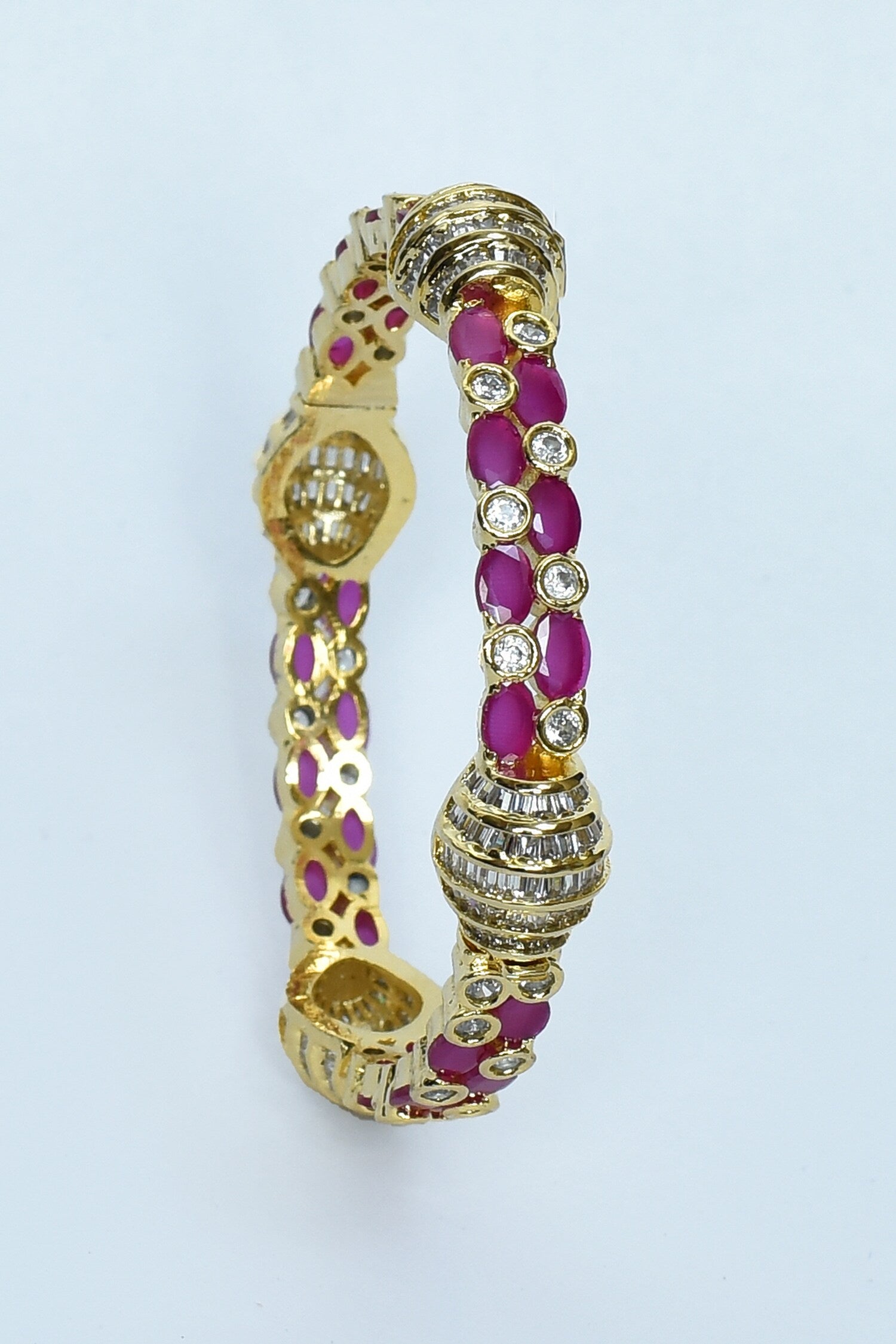Ruby Stones & Onyx Embellished Bangles - Set of 2 