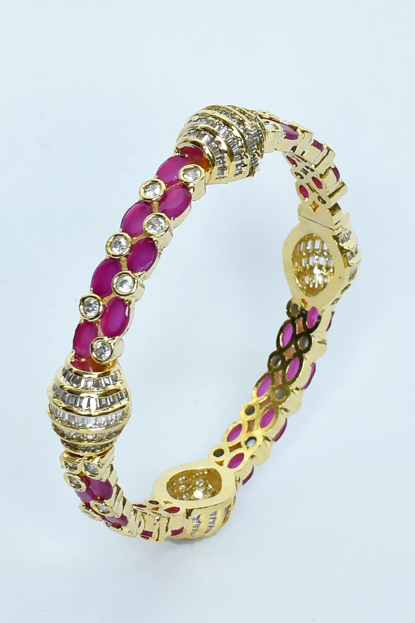 Ruby Stones & Onyx Embellished Bangles - Set of 2 