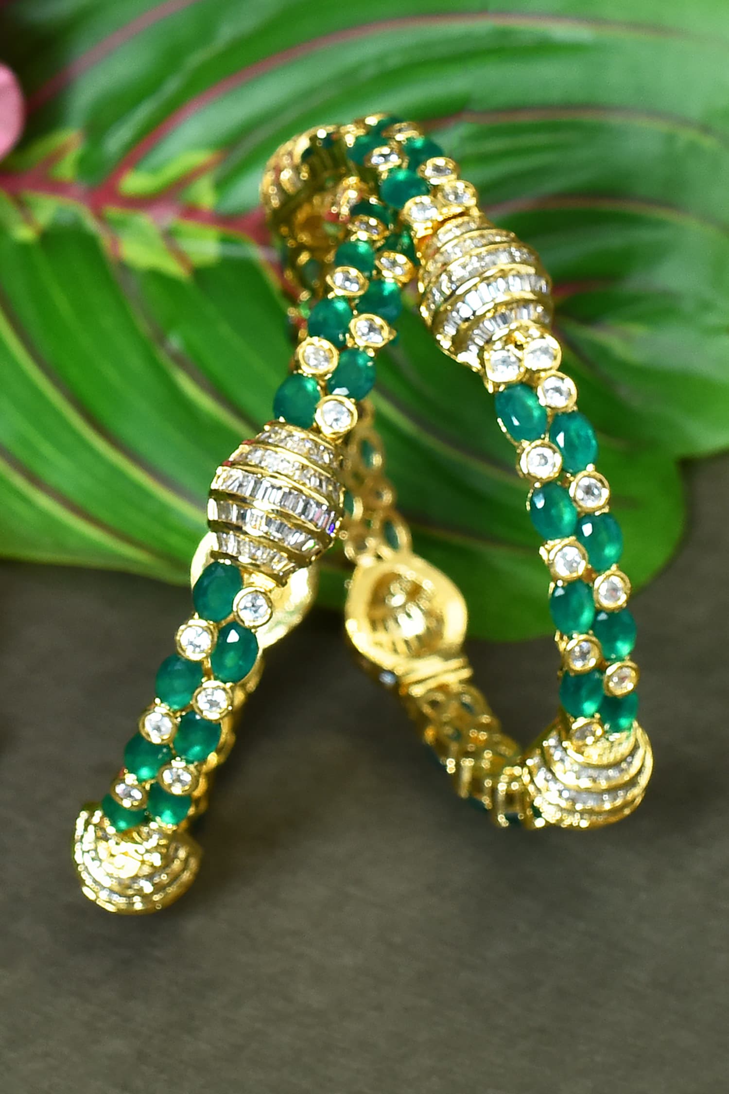 Onyx Embellished Bangles - Set of 2 
