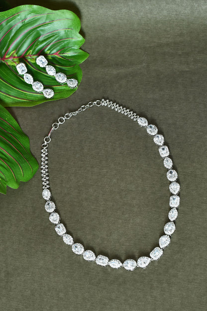 Zircon Diamonds Studded Choker Necklace Set 