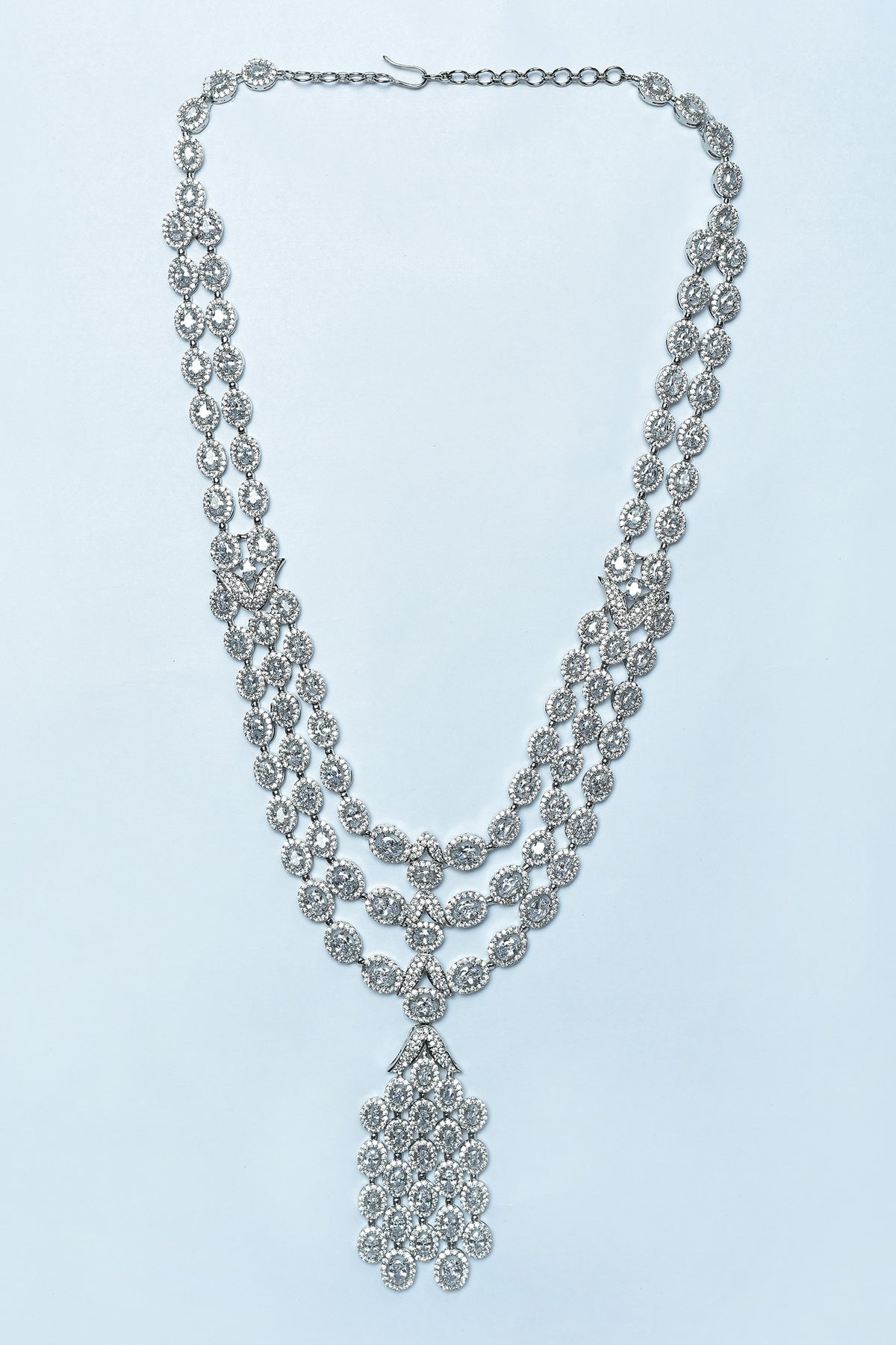 Zircon Diamonds Studded Long Necklace Set 