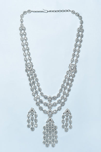 Zircon Diamonds Studded Long Necklace Set 