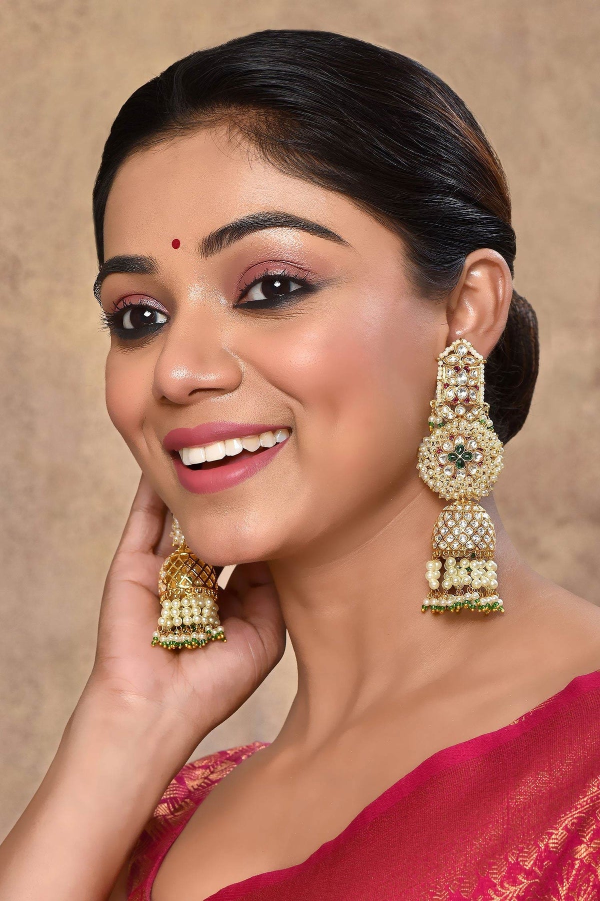 Kundan Embellished Jhumkis 