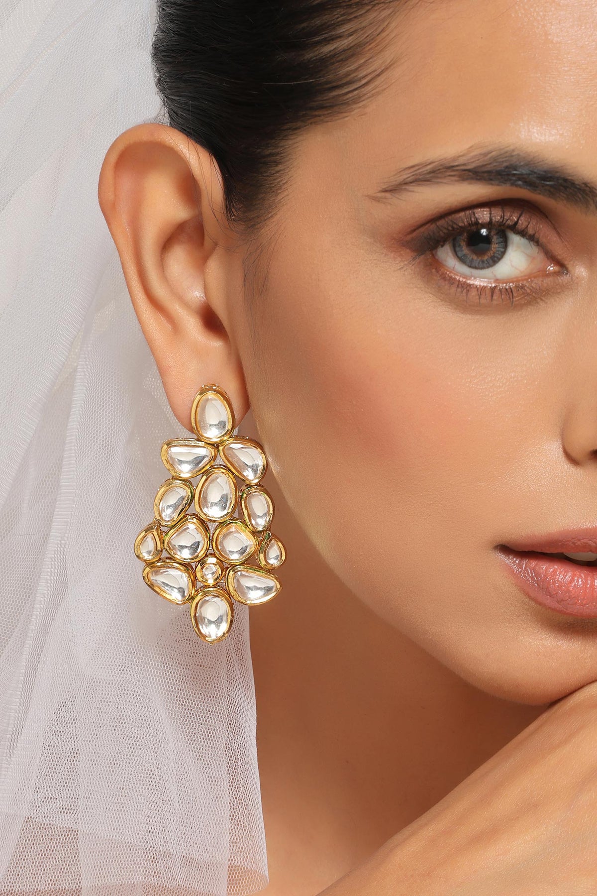 Kundan Embellished Toned Earrings 